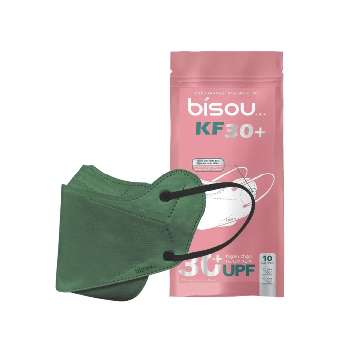 Khẩu Trang KF30+ Bisou Xanh Lá Bịch 10 Cái